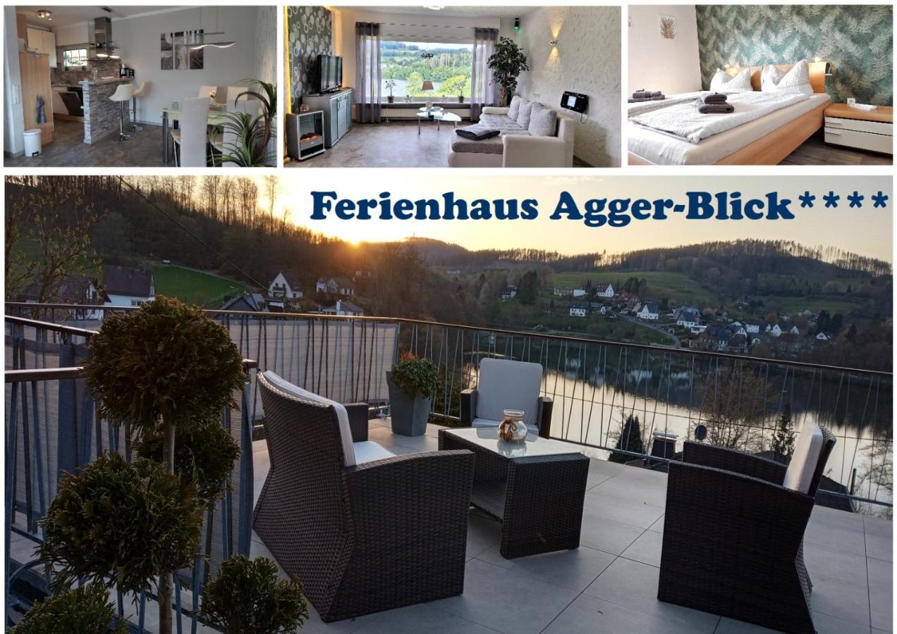 Seeblick-Ferienwohnung Im "Ferienhaus Agger-Blick" Mit Traumhafter Sonnen-Terrasse, Sauna, E-Kamin & Kajak Ґуммерсбах Екстер'єр фото